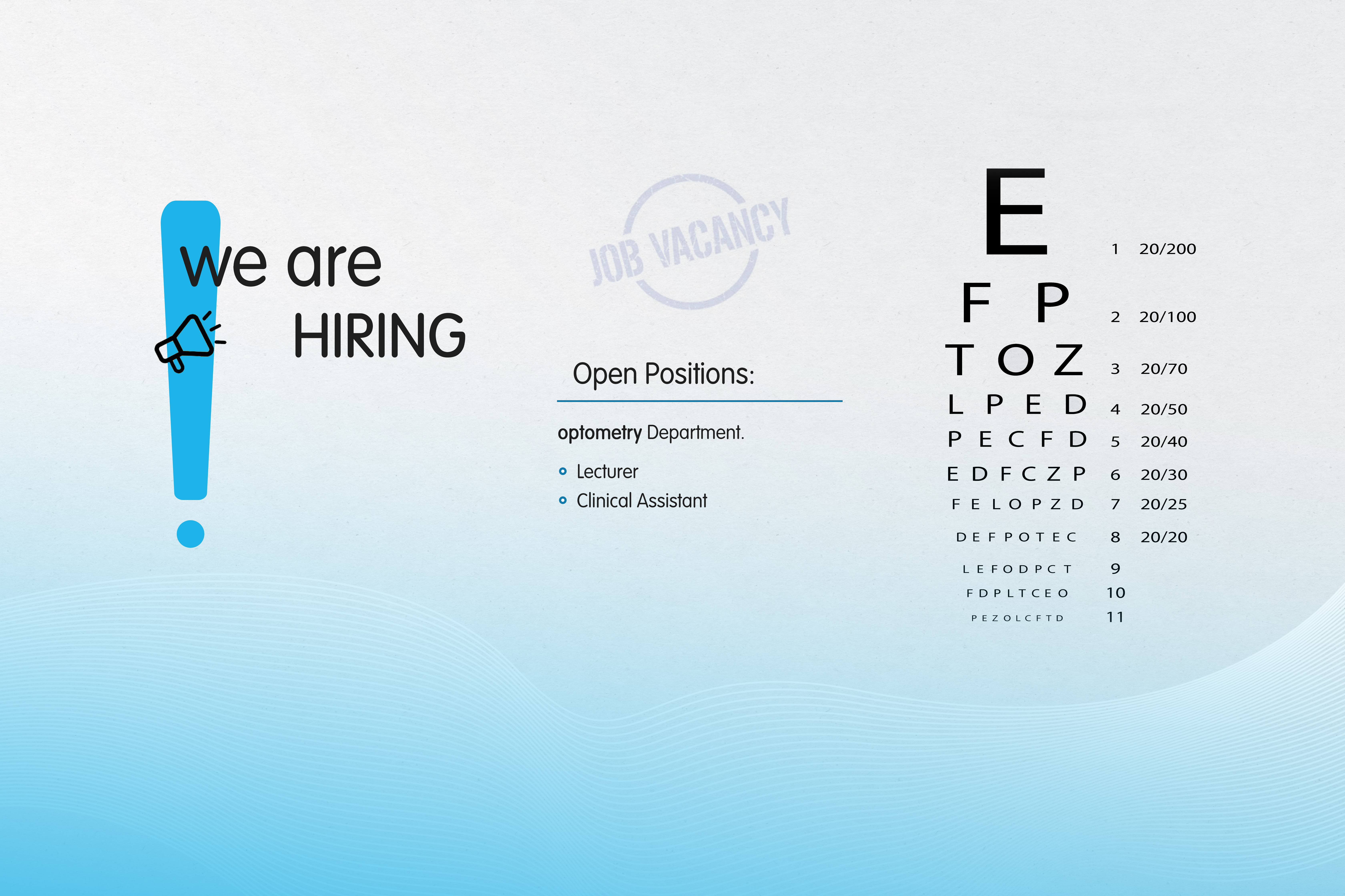 Job Vacancy available for Lecturer and Clinical Assistant in the Optometry Department at Qaiwan International University!